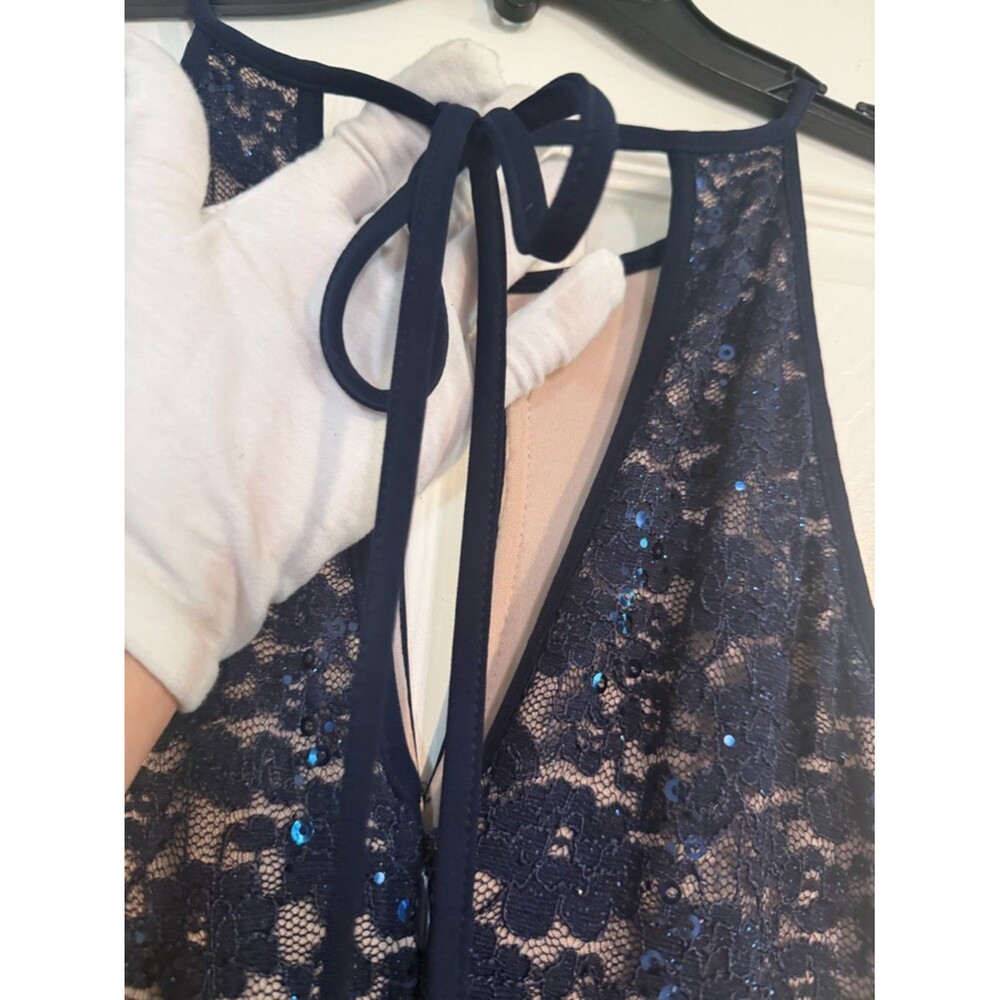 Morgan & Co. Navy Lace Evening Dress NWT - Picture 4 of 9